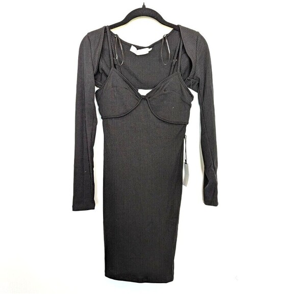 Astr The Label Dress Womens Small Black Bodycon Sleeeveless Shrug Club Y2K 90s - Picture 2 of 15